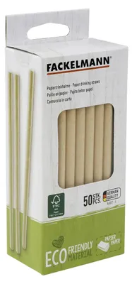 Produktbild von Fackelmann Trinkhalme aus Papier Ø 8 mm Rio Party, nachhaltige Strohhalme für verschiedene Anlässe, umweltfreundliche Trinkröhrchen, abbaubare Halme aus Papier (Farbe: Braun), Menge: 1 x 50 Stück