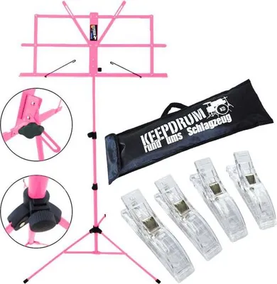 Produktbild von keepdrum MUS2PK Notenpult Pink mit 4 Notenklammern