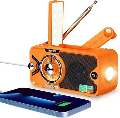 Image de Radio solaire avec Bluetooth, FM-AM-SW, radio portable, radio à dynamo, batterie 3600 mAh, alarme SOS, lampe de poche, balise lumineuse, camping, plein air