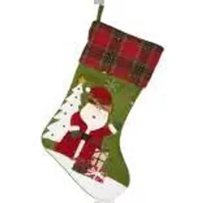 Produktbild von Weihnachtsstrumpf mit Wichtel-Motiv zum Befüllen und Aufhängen, 53 cm lang