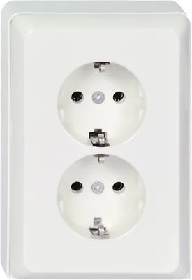Immagine prodotto di Presa di corrente con porta-dispositivo 2-gang Elso bianco perla