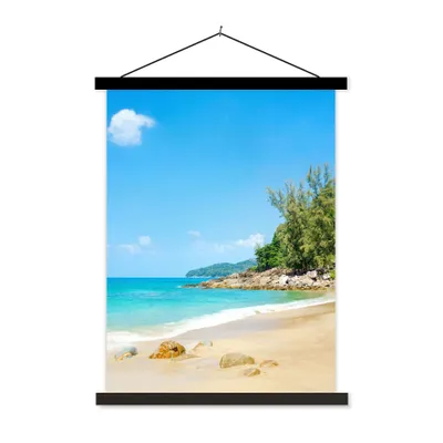 Produktbild von MuchoWow® Textilposter Strand - Meer - Pflanzen - Tropisch 120x160 cm mit schwarzem Rahmen - Magnetischer