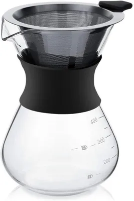 Produktbild von Pour Over Kaffeebereiter Glas Edelstahlfilter 400ML Schwarz