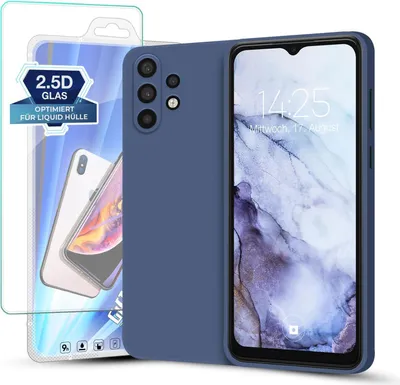 Produktbild von Hülle für Samsung Galaxy A32 5G mit 9H Displayglas Displayschutz Plus Case Cover Bumper Silikon Softgrip Schutzhülle Farbe: Lavendelblau