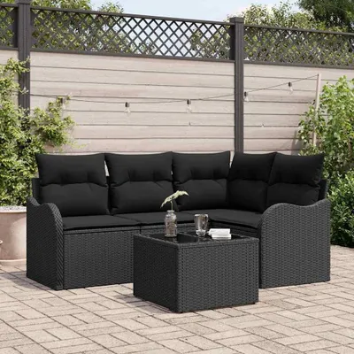 Image de Maison Exclusive - Ensemble de canapé de jardin Noir polyrotin