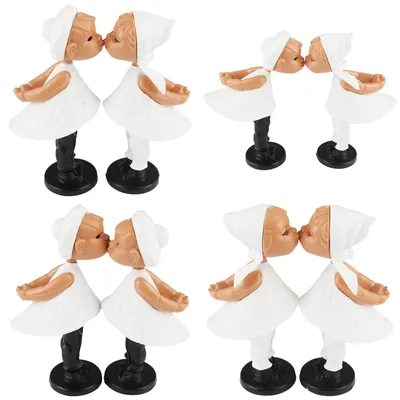 Produktbild von Magnetische Kusspuppen Hochzeit schwarz weiß küssendes Paar Set Retro-Klassiker