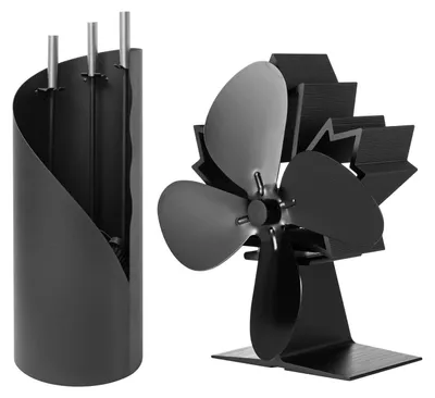Produktbild von Raik Kaminbesteck Fritz 3-teilig + stromloser Kaminventilator / Ofenventilator 4-Blatt, Set