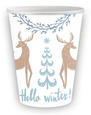 Productafbeelding van Papbekers, "Hello Winter", wit, 250 ml, 6 stuks.
