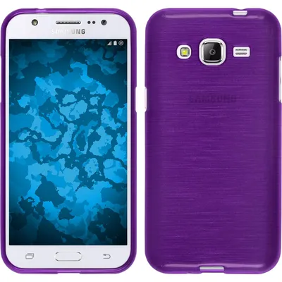Produktbild von PhoneNatic Case kompatibel mit Samsung Galaxy J2 (2015) - lila Silikon Hülle brushed Cover