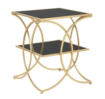 Produktbild von Mauro Ferretti Doppelbeistelltisch 45x45x55 cm golden schwarz