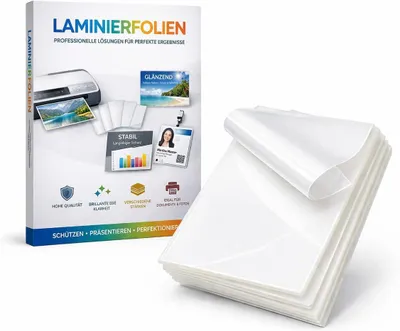 Produktbild von 100x Laminierfolien DIN A4 – Extra dicke Laminiertaschen transparent glänzend – Folien zum Schutz von Dokumenten
