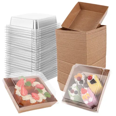 Zdjęcie produktu dla Pudełko na ciasto z przezroczystą pokrywką - 13,5 x 12,5 x 6,5 cm - 75 sztuk