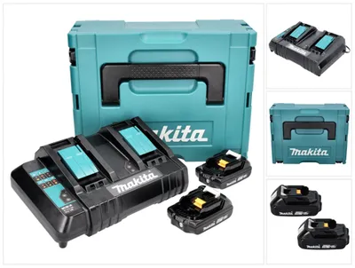 Produktbild von Makita Power Source Kit 18 V mit 2x BL 1820 B 2,0 Ah Akku ( 197254-9 ) + DC 18 SH Doppel Ladegerät ( 199687-4 ) + Makpac