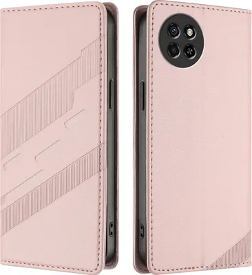 Produktbild von Hülle für itel S23, Kunstleder Brieftaschen Handyhülle mit Kartenfach und Standfunktion Pink
