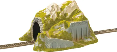 Produktbild von NOCH Tunnel, 1-gleisig mit Grautönen und Grüntönen, 34 x 25 cm für die Spurweite H0 als perfekte Ergänzung jeder Modellbahnanlage