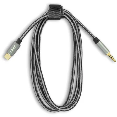 Immagine prodotto di Connettore USB-C / jack da 3,5 mm con tre anelli, cavo audio 1,5 m, LinQ - grigio