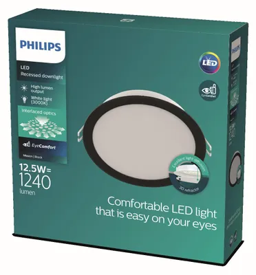 Obrázek produktu pro Philips Zapuštěné svítidlo Meson, 140 mm, LED, 3000 K, 220-240 V, Černá