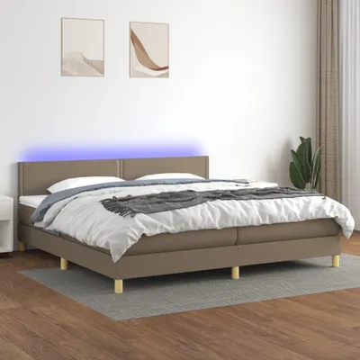 Zdjęcie produktu dla Łóżko Kontynentalne Z Materacem, Taupe, 200 X 200 Cm, Tkanina Lumarko!