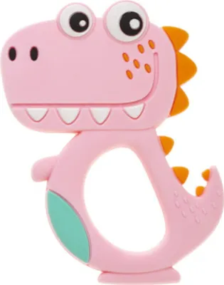 Produktbild von Beißring aus Silikon - Dino Pink / Bocioland