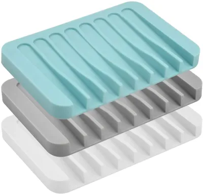 Produktbild von 3 Stück Silikon Seifenschale Dusche, Kreative Selbstleerend Silikon Dusche Seifenschale Seifenhalter Seifenablage, Seifenkiste Seifen Box Für Seife Scrubber Schwämme