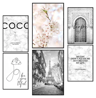 Produktbild von Postertech 6er Poster Set Paris Marmor beige-grau, Wandbilder Wohnzimmer, A4 und A3 ohne Rahmen