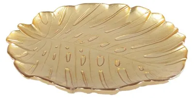 Produktbild von Kleine Glasschale mit Blattgoldverzierung, 19 x 21 x 2 cm