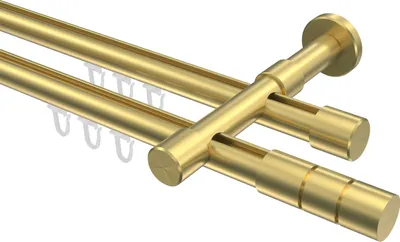 Produktbild von Interdeco Innenlaufstange / Gardinenstange mit Innenlauf Messing-Optik, Typ Prestige Elanto (Rillenzylinder), 20 mm Ø 2-läufig, 180 cm