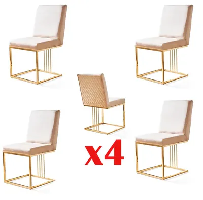 Produktbild von Design Stuhl Set 4x Sessel Textil Stühle Stoff Esszimmer Neu Polster Gastro