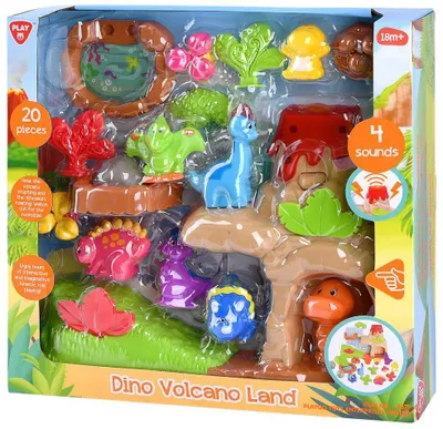 Produktbild von Play Dinosaurier Vulkan Spielset - 20-teiliges Dino Spielzeug
