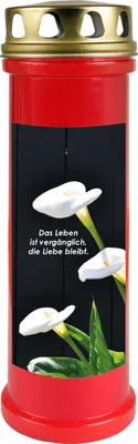 Produktbild von Grabkerze Rot, Brenndauer: 100 Stunden ( 4 Tage ), Motiv: Calla 2