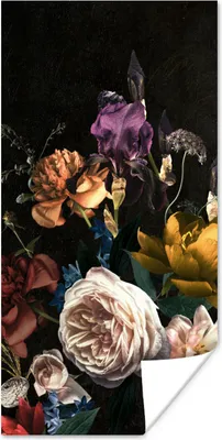 Produktbild von MuchoWow® Poster Blumen - Rosen - Muster 60x120 cm - Wandschmuck