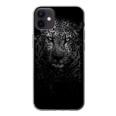 Produktbild von MuchoWow® Handyhülle Schutzhülle Hülle für iPhone 12 mini Leopard - Schwarz - Weiß Silikon Softcase Handy Hülle - Bild