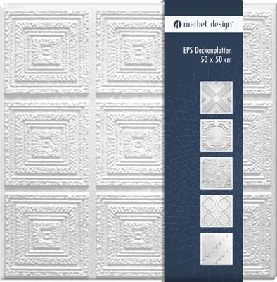 Produktbild von Deckenplatten aus Styropor EPS - Deckenpaneele leicht & robust im modernen Design - (2QM Sparpaket PLAFON 50x50cm) Verkleidung Deckenplatten Decke