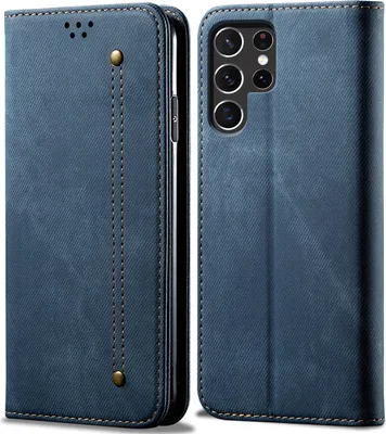 Image de Etui pour Samsung Galaxy S23 Ultra, étui portefeuille en cuir avec fermeture magnétique et support bleu