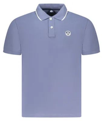 Produktbild von Herren Kurzarm-Poloshirt Blau mit Kontrastdetails & Logo-Aufnäher