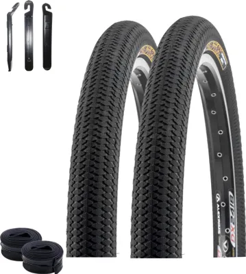 Immagine prodotto di 2 pneumatici per bicicletta Kenda 20" Kiniption K-1016 in nero 54-406 (20 x 2,25) + 2 camere d'aria DV abbinate incl. leva per pneumatici maxxi4you