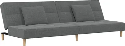 Produktbild von vidaXL Schlafsofa 2-Sitzer mit 2 Kissen Dunkelgrau Stoff