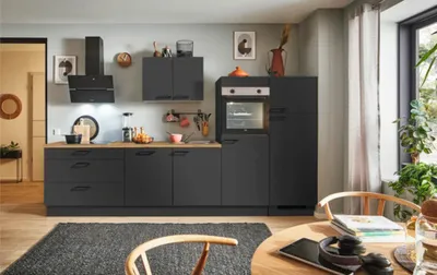 Produktbild von PICCANTE Plus Küchenzeile ohne Geräte Sonera 340 cm grafit matt vormontiert Variante rechts 4067368011037