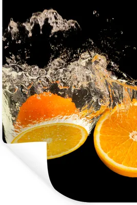 Produktbild von MuchoWow® Wandtattoo Wandsticker Wandaufkleber Orange - Stillleben - Wasser - Schwarz - Obst 60x90 cm Selbstklebend und Repositionierbar - Sticker - Dekorfolie