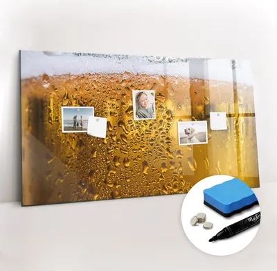 Produktbild von Magnetpinnwand Memoboard - Zubehörsatz - Schwarzer Marker + Schwamm + Magnete - 120 x 60 cm - Ein Glas Bier