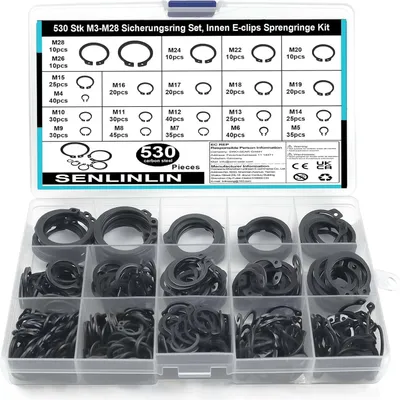 Produktbild von Sicherungsring Set, 530-teilig, 21 Größen M4–M28, für Reparaturen