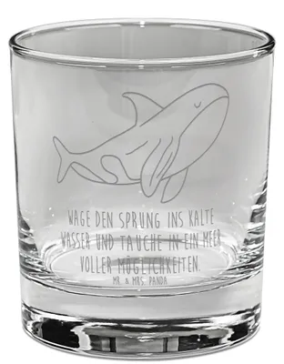 Produktbild von Mr. & Mrs. Panda Whiskyglas Orca - Transparent - Geschenk, Scotch Glas, Neustart, Tumbler, Whisky, Bourbon, Killerwal, Meer, Büro, Orcas, Arbeit
