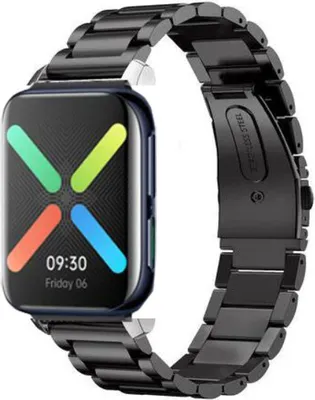 Produktbild von Strap-it Stahlband-Kompatibel mit Oppo watch Armband 41mm Ersatzarmband - Gliederarmband - Hogwertiges Edelstahl Oppo watch series für Oppo smartwatch Armband Schwarz