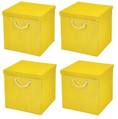 Immagine prodotto di Omgoods - Contenitore pieghevole con coperchio - 30 x 30 x 30 cm, colore giallo