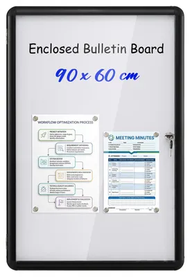 Produktbild von COSTWAY Schaukasten abschließbar, 90x60cm Magnetisch Infokasten mit beschreibbare Rückwand, Aushangkasten Wandmontage & Alurahmen, Plakatschaukasten