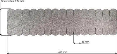 Obrázek produktu pro 2 pásy hladkých střešních šindelů (33 mm) - šedý hřeben