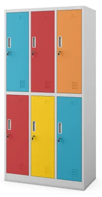 Zdjęcie produktu dla Szafka z zamkiem 3B2A Szafka na wartościowe przedmioty Metalowa szafka Szafka do szatni 6 przegródek Blacha stalowa Malowana proszkowo 185 cm x 90 cm x 45 cm szaro-kolorowa