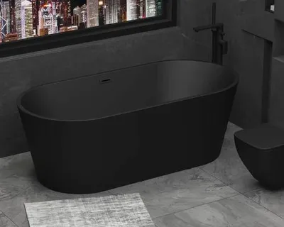 Produktbild von Jungborn Freistehende Badewanne ONE 149 x 74 cm schwarz matt