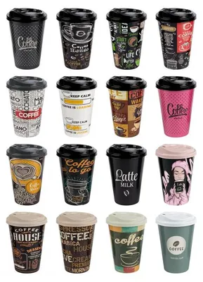Produktbild von Bahama Kaffeebecher mit Deckel aus Kunststoff 500ml im Display - COFFEE - (03 1273)