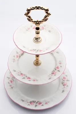 Produktbild von Thun 1794 Etagere, Tschechisches Porzellan, Bernadotte, rosa, rosa Streifen, Thun